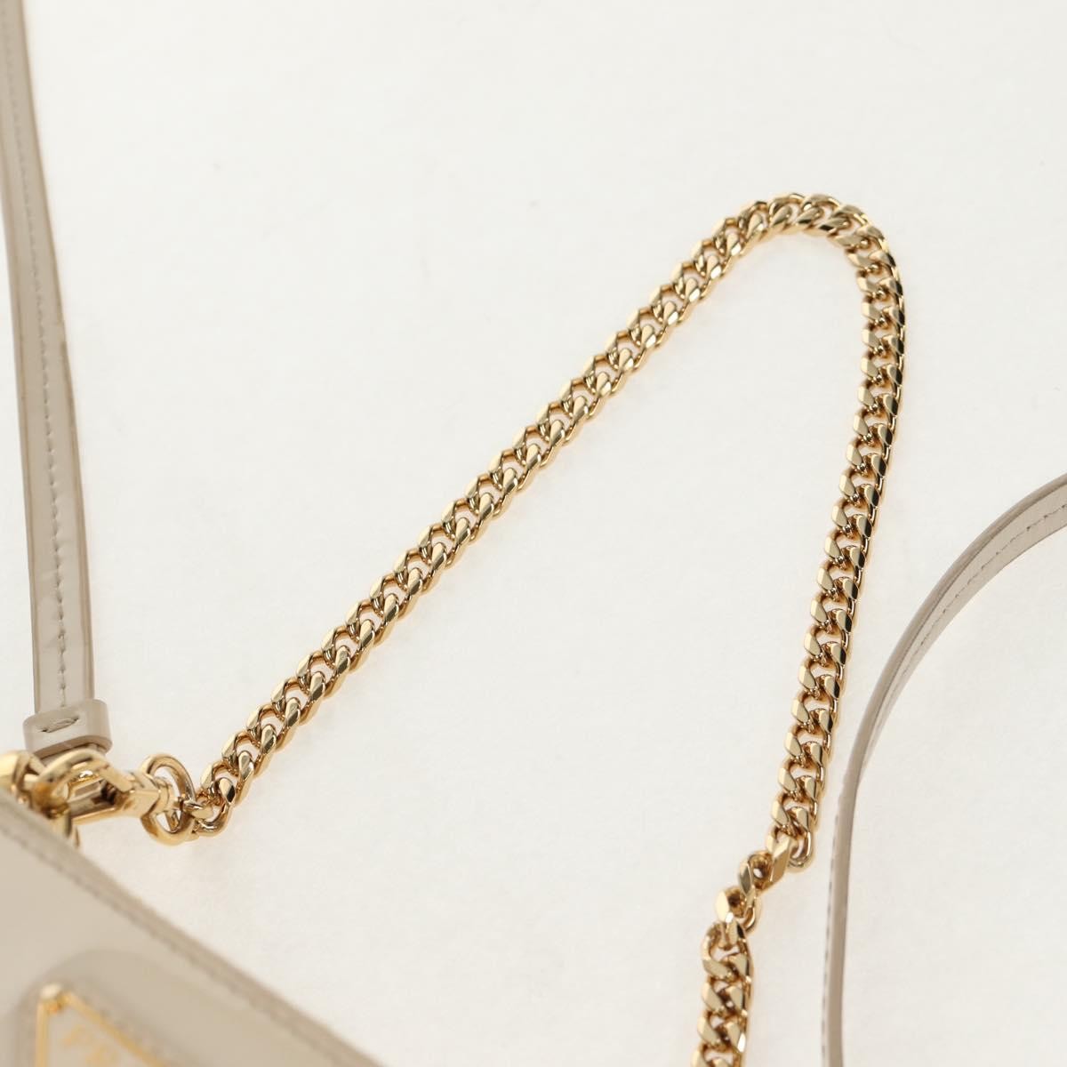 PRADA Triangle Mini Pouch Enamel 2way Ivory Gold 1NR015 Auth 147726M thumbnail 14