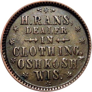 1863 Oshkosh Wisconsin Civil War Token H Rans R6