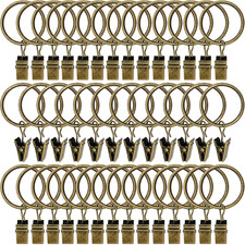 AMZSEVEN 40 Pack Curtain Rings with Clips, Drapery Clips with Rings, Hangers