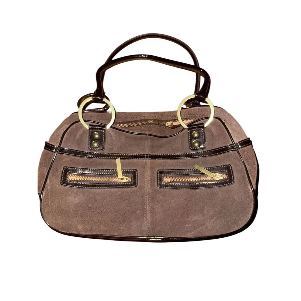 Y2K Charles David Women's Chocolate Brown Suede Leather Shoulder Bag purse Vtg  - Image 2 of 4