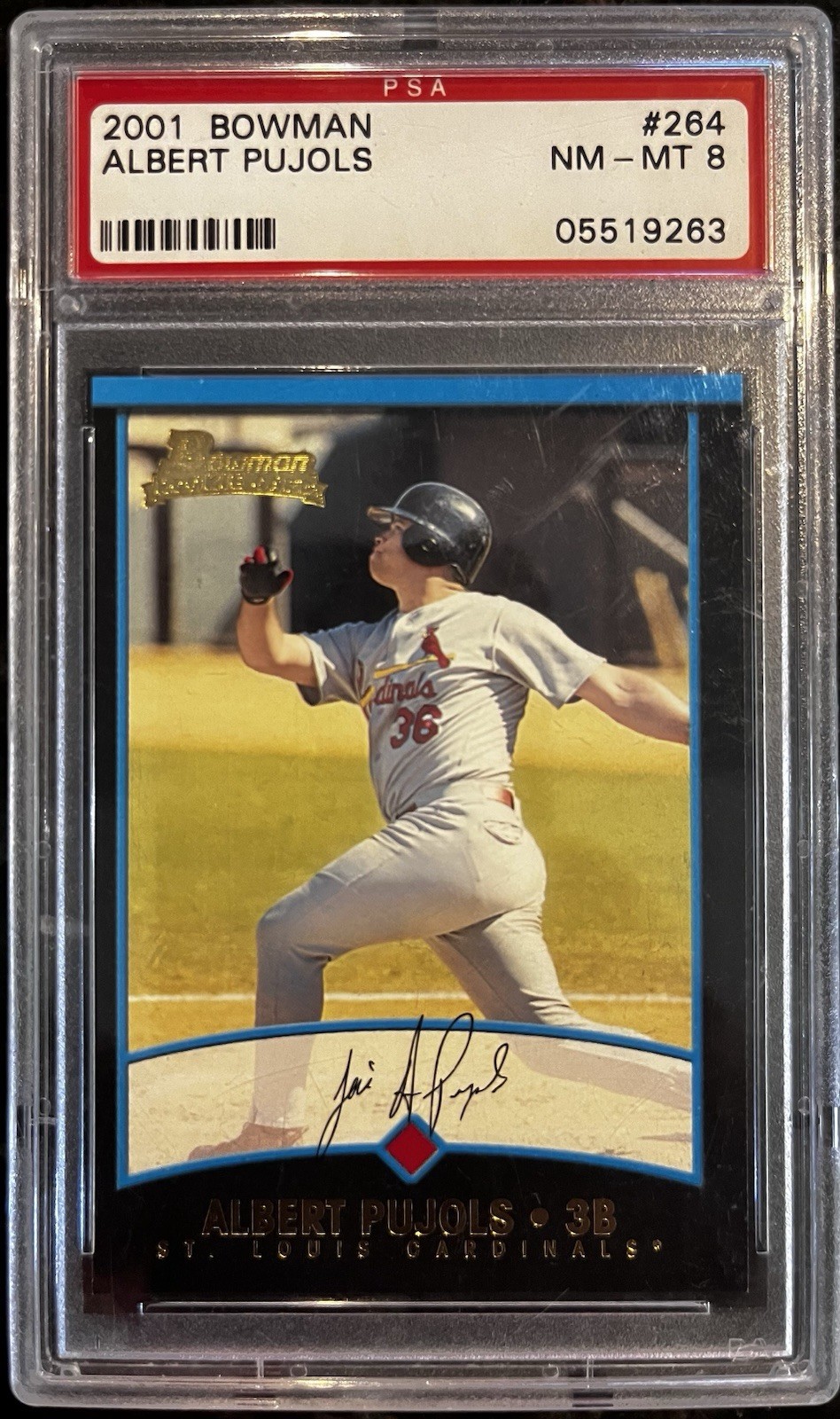 2001 Bowman #264 Albert Pujols Rookie Card PSA Graded NM-MT 8 RC HOF Cardinals