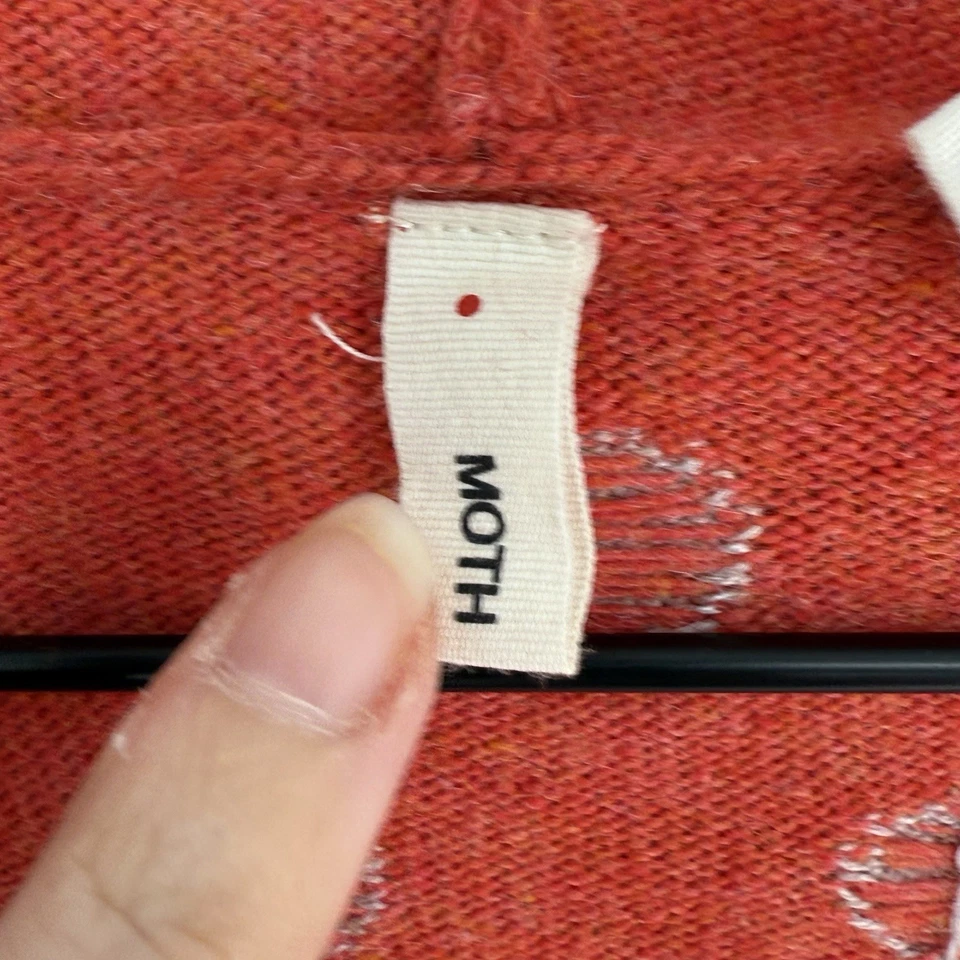 Moth 波尔卡圆点羊毛安哥拉羊绒混纺开衫连帽小号红色 — 第 3/4 张图片