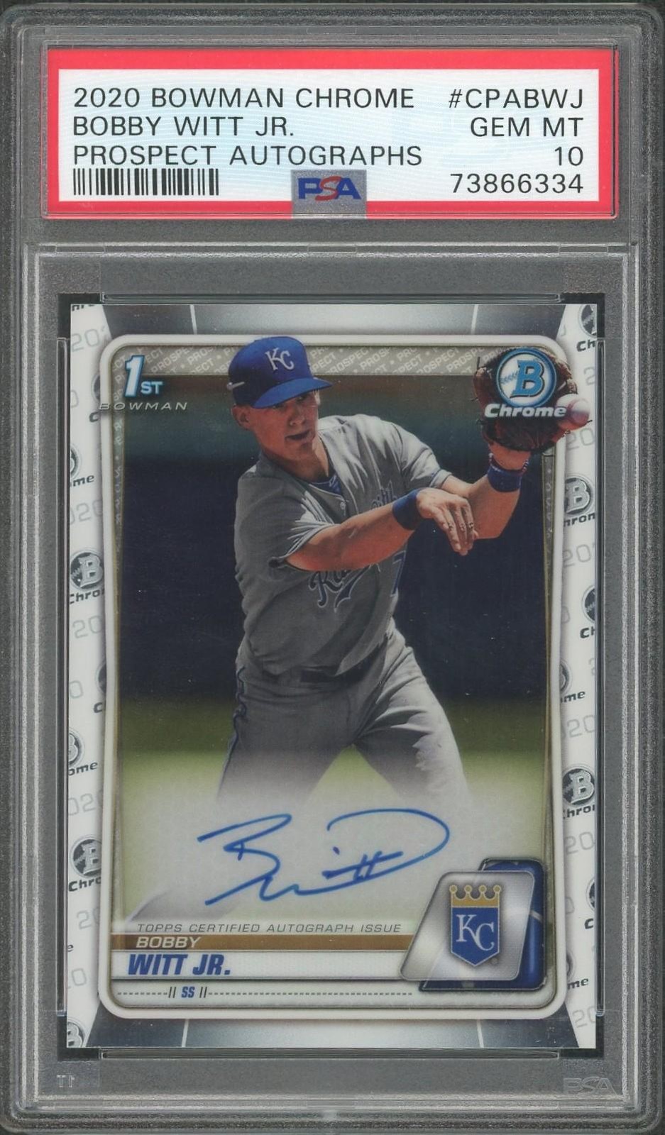 2020 Bowman Chrome Bobby Witt Jr. 1st Bowman Auto PSA 10