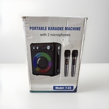 Portable Karaoke Machine with 2 Wireless Microphones T-03 