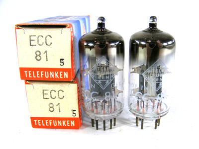 ECC81 12AT7 Telefunken (RFT) double triod, brand new in original boxes. NOS/NIB.
