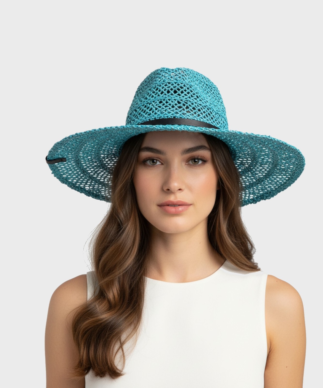 Маленькая фетровая шляпа с перфорацией от Stroh, breit gespannt, grün P23CAT32.SM