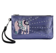 SAKROOTS Charging Wristlet Wallet Violet One World Purple Elephant 8.5x5” EUC