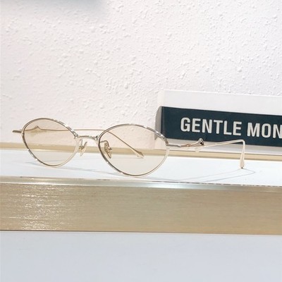 Gentle Monster Sunglasses Oval Gold Metal Frame Light Brown Tinted Lens Luxury