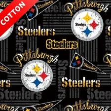 Pittsburgh Steelers NFL Cotton Fabric - 58" Wide - Sold by The Yard & Bolt