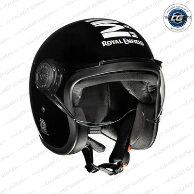 MLG (V) Open Face Helmet With Clear Visor For Royal Enfield Rider - Gloss Black