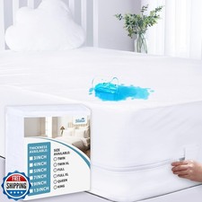 Waterproof Zippered Mattress Protector Queen 4/5/7/9Inches , Low Profile Mat