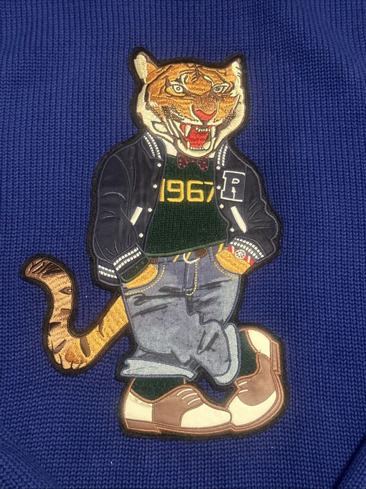 Ralph Lauren Polo Tiger Sweater – Collegiate Mascot 1967 – Royal Blue – Size L - Image 2 of 3