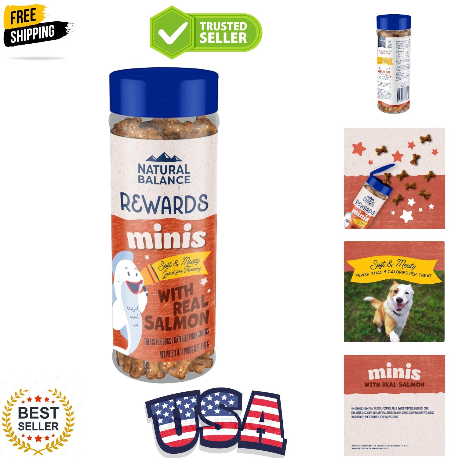 Limited Ingredient Mini-Rewards Salmon Grain-Free Dog Training Treats for Dog...