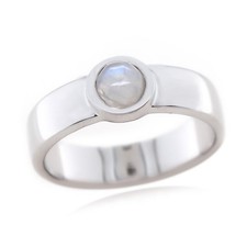 Solitaire Women Ring Moonstone Band Ring For Her 925 Sterling Silver Jewelry