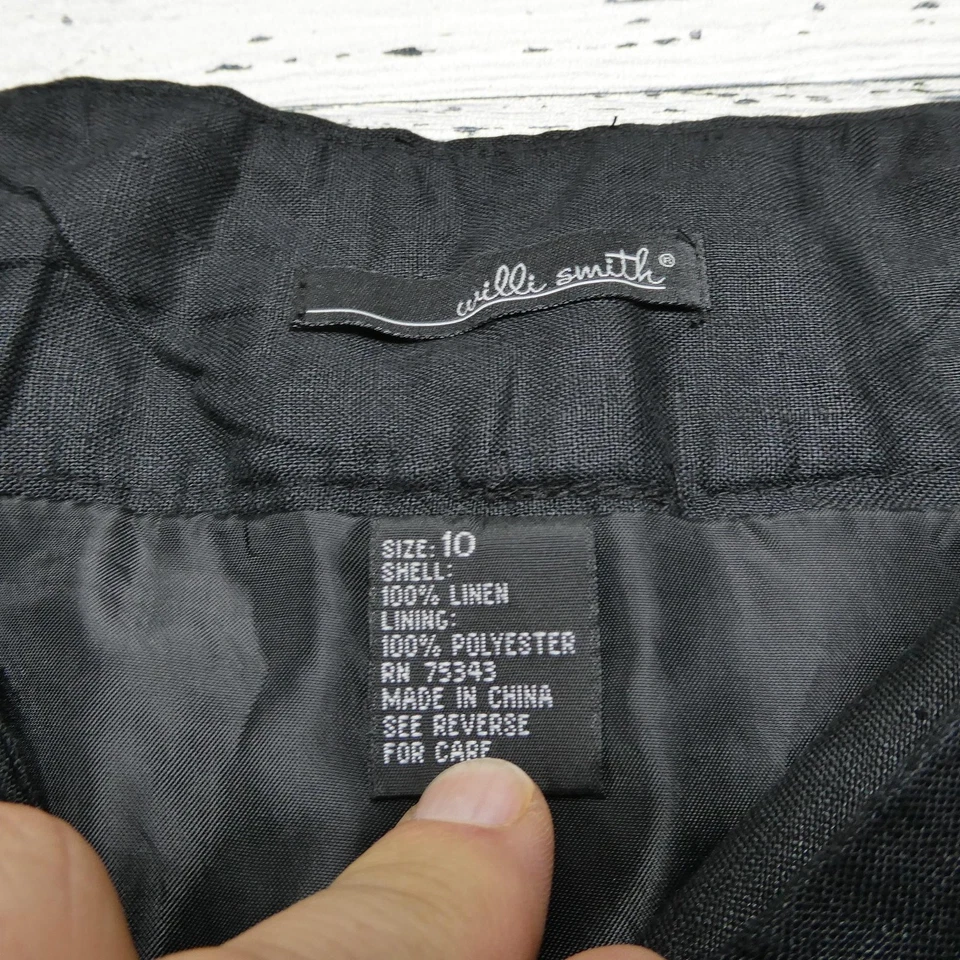 Falda Willi Smith Mujer 10 Negro Lino Acampanada Maxi Forrada Blanco Puntada Bolsillos Foto 3 de 4