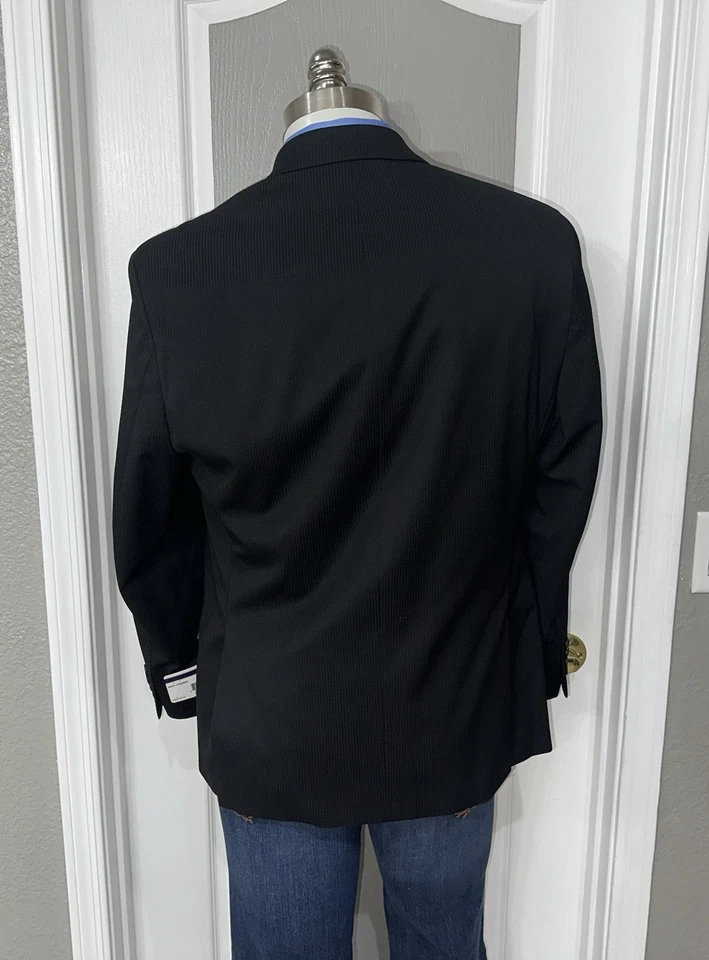 IZOD костюм размер 42S 2 кнопки мужской блейзер в полоску формы памяти черный новый - Изображение 4 из 4