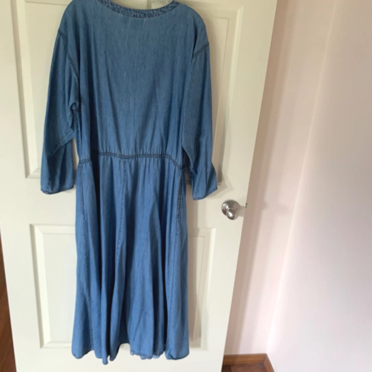 coldwater creek denim dress Coldwater Creek 6 Small Long Dress Denim Jean Sleeveless Blue Tencel Cotton VTG