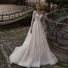 Exquisite Sweetheart Lace Sleeves Wedding Dress Customized A Line Bridal Gown