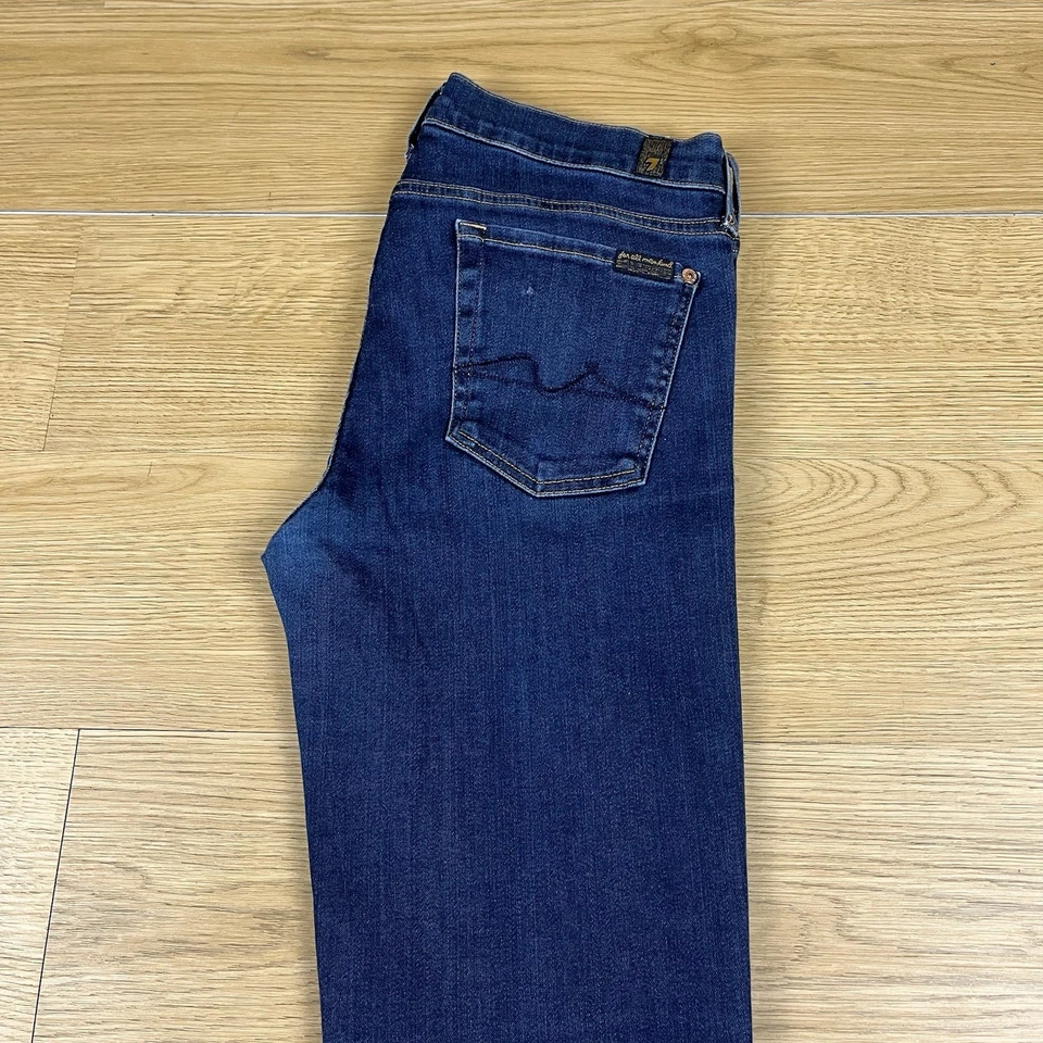7 For All Mankind Jeans Women's Low Rise Zip Fly Slim Leg Mid Blue Jeans W30 L32 - Image 2 of 4