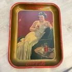 Antique Coca-Cola Serving Tray Lady In The White Dress 1936 Vintage Metal Coke