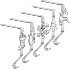 URATOT 5-Pack Christmas Stocking Holders Mantel Hooks Clips Assorted Styles