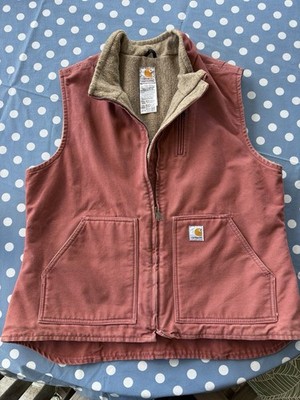 ジャケット・アウター Carhartt women vest pink Carhartt Women Vest Pink Rose Lined Zip Front Work Vest Solid