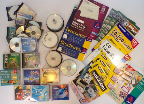 VINTAGE Media LOT Unused CD-R / DVD-R / DVD-RW Neato Labels, Memorex, TDK