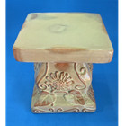 Ceramic Floral Pedestal Plant Stand, Beige Glossy Square, 5" Height — photo 1