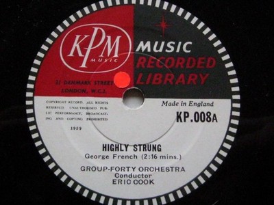 Group Forty Orchestra Highly Strung 78 KPM Music KP008 EX 1959 10 inch vinyl ...