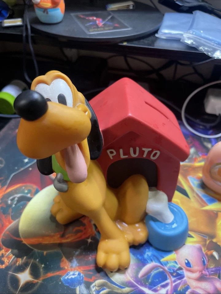Vintage Disney Pluto and Doghouse PVC Coin Piggy Bank with Stopper Bullyland - Image 2 of 4