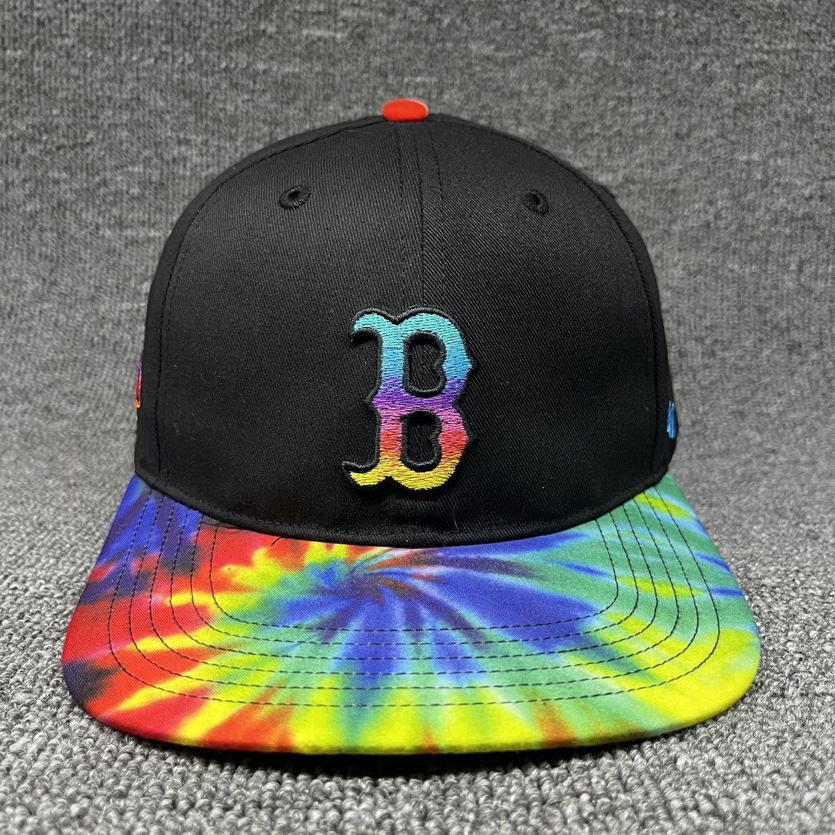 Boston Red Sox '47 Brand Snapback Hat Tie Dye Brim Black Multicolor B Logo Cap