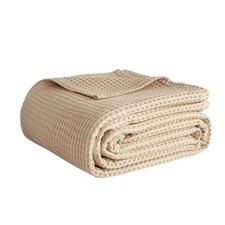 100 Cotton Waffle Weave Blanket King Size, Soft Lightweight Breathable Cozy ...