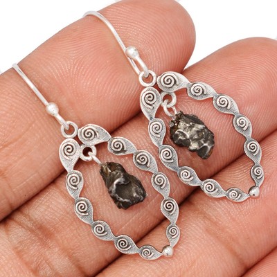 Israelisch - Natürlicher Meteorit Campo Del Cielo 925 Silber Ohrringe Schmuck CE51335