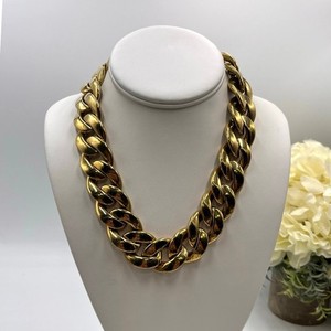 Authentic Michael Kors Heavy Chunky Gold Plated Chain Link Collar Statement Necklace