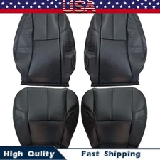 For Chevy Silverado 1500 2500 2007-14  Driver Passenger Leather Seat Cover Black