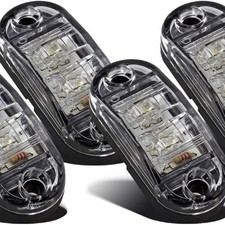 4x Oval White Clear Lens 2 Diode LED Trailer Truck Clearance Side Marker Light,