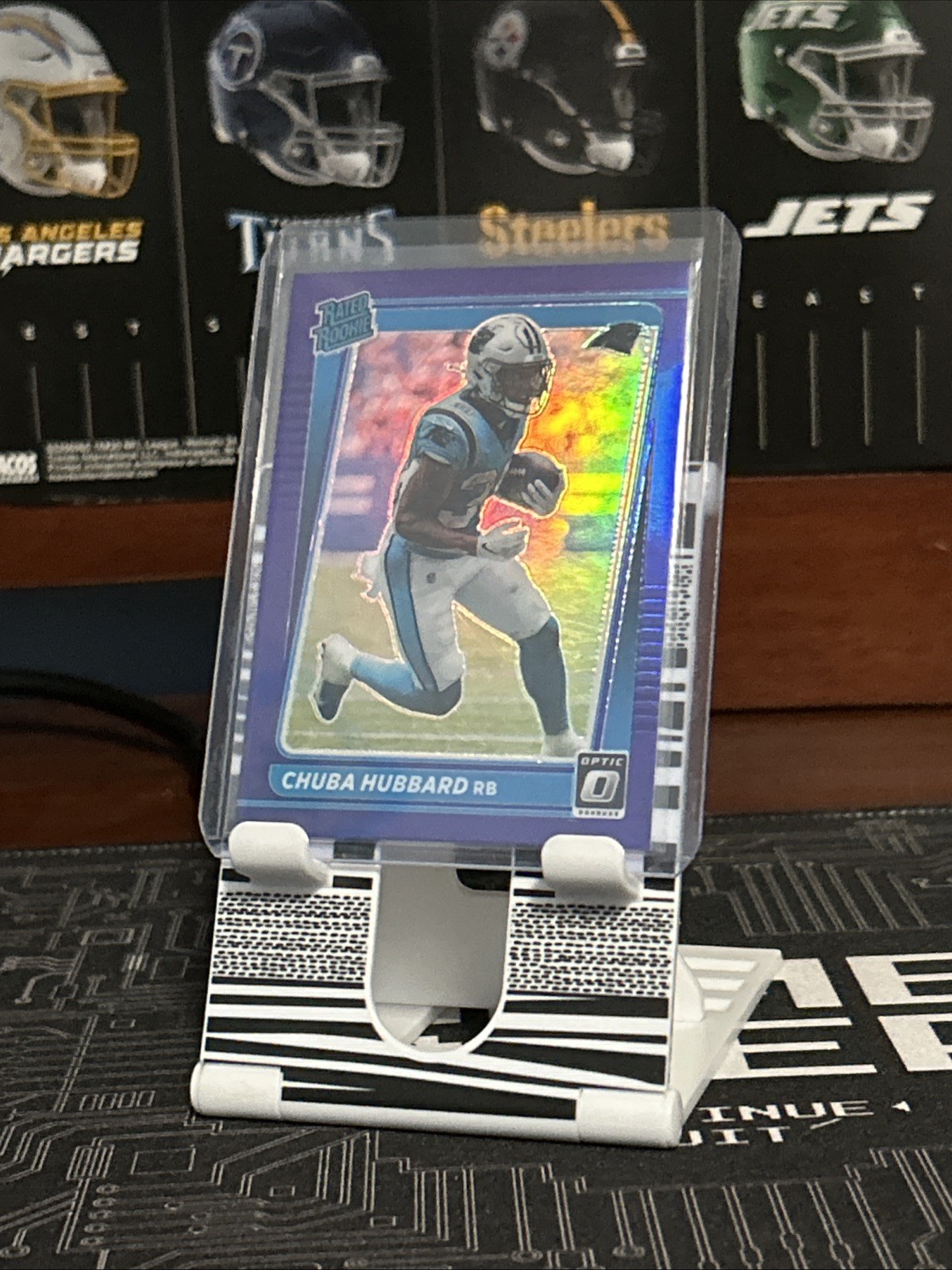 2021 Panini Donruss Optic - Rated Rookie Chuba Hubbard #225 Purple Prizm /50 RC