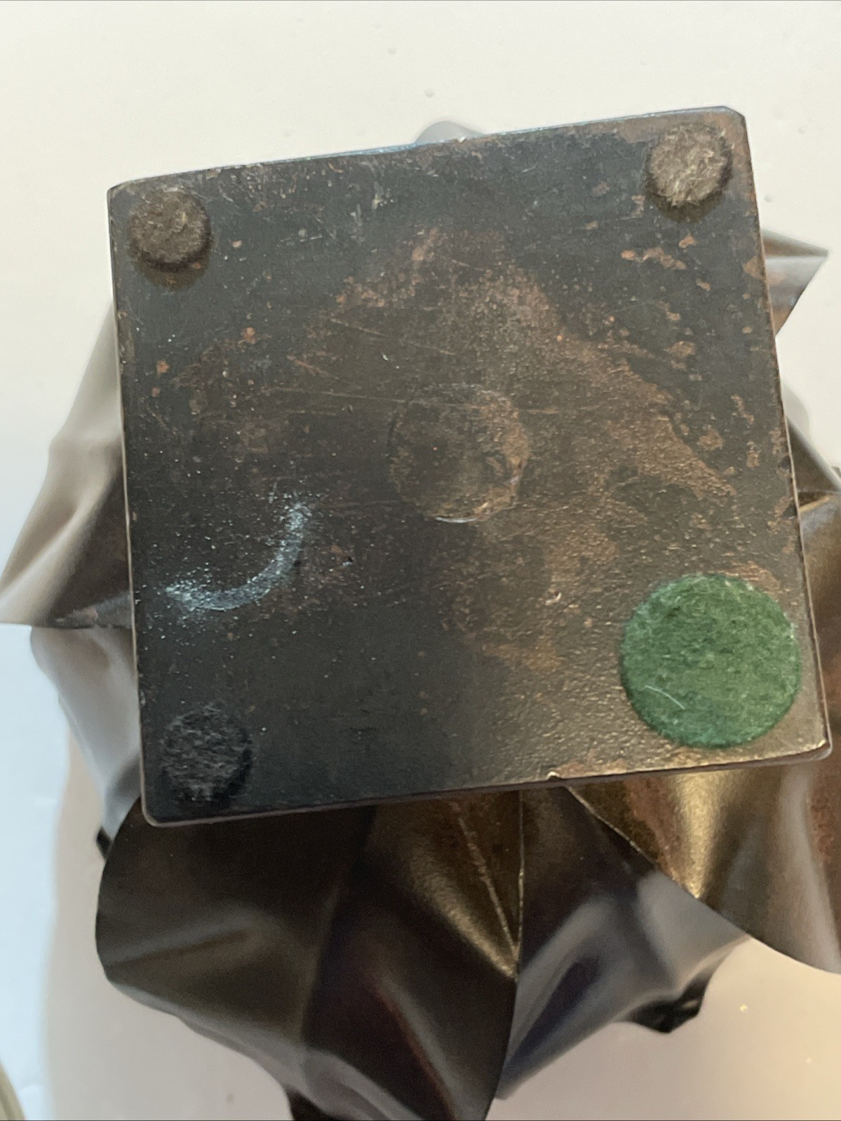 Jan Barboglio Hand Blown Glass Bowl w/ Laurel Wreath Forged Iron Lotus Marked