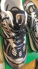 Bottega Veneta Men's Low Top Lace-Up Athletic Sneakers Black/White/Silver