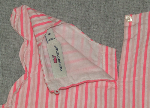 VINEYARD VINES Seersucker Shift Dress Summer Pink Scalloped Girls 6 - Picture 3 of 5