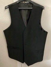 JF J.Ferrar Slim Black Solid Formal Vest Waistcoat, Polyester, Size M Regular