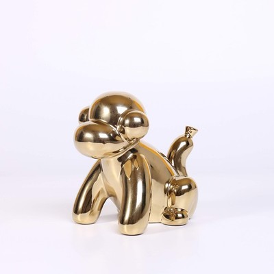 Gold Home Décor Balloon Figurine Accent, Small Ceramic Animal Statue Handmade...