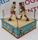 Vintage Codeg 1950s Knock-Out Clockwork Boxing Ring Tin Toy Working No Key/Box