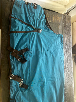 Eskadron Turnout  horse Blanket  165cm XXL turquoise Blue/Brown trim  med weight