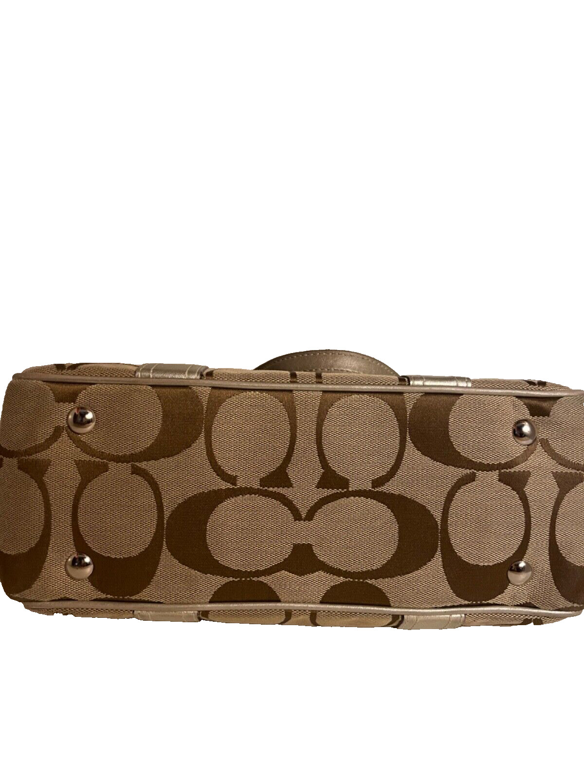 Coach handle/tote Handbag tan coach signature pat… - image 10