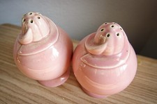Vintage Pink Salt  Pepper Shakers- Luray Pastel Ceramic Taylor Smith Art Deco