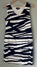 Adorable Nine West Sleeveless Dress 6 FULLY LINED Navy Blue & White Striped EUC!