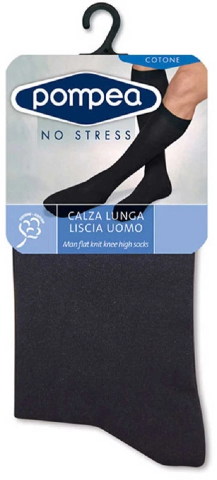 6 PAIA CALZINI LUNGHI POMPEA 100% COTONE UOMO FILO DI SCOZIA LISCIA INTIMO