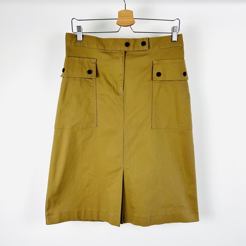 M&S Skirt UK 12L Tall A-line Box Pleats Retro 70s Utilitarian Minimalist - Picture 18 of 24