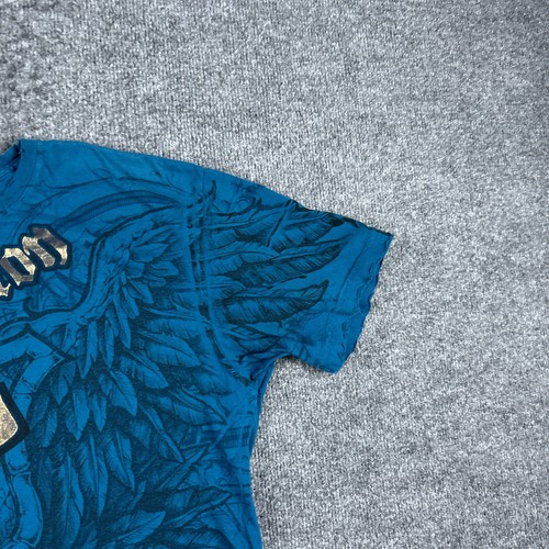Affliction Shirt Adult XL Blue Short Sleeve Wings Y2K George St Pierre Mens - Picture 8 of 10
